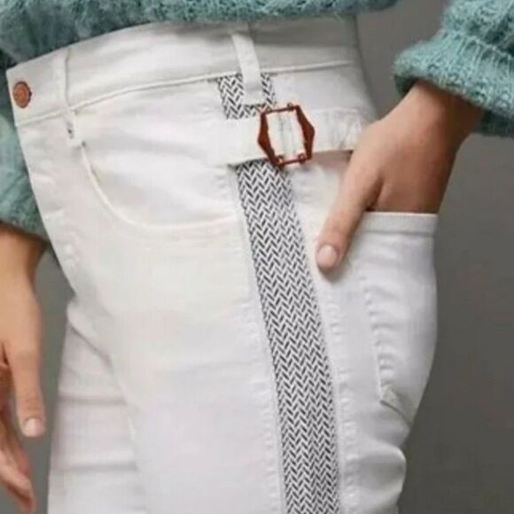 NWOT Pilcro & the Letterpress Anthropologie High-Rise Side-Striped Slim Jean 31 - Picture 2 of 2